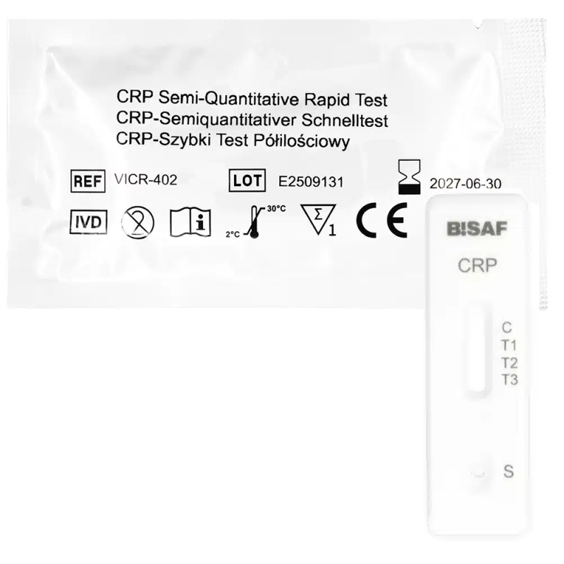 Test CRP kasetkowy do p&oacute;łilościowego oznaczenia białka CRP diagnostyka stanu zapalnego 100szt
