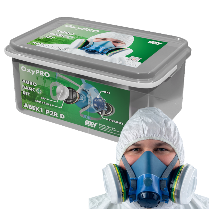 Maska do oprysk&oacute;w zestaw OxyPro Agro Basic + L (X7 rozm. L + X703ABEK1 + X501 + X7N11P2)