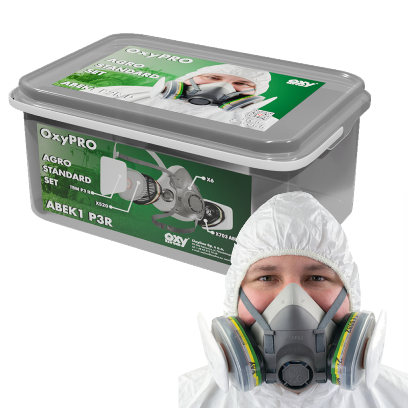 Maska do oprysk&oacute;w zestaw OxyPro Agro Standard S (X6 rozm. S + X703ABEK1 + X520 + TBMP3)