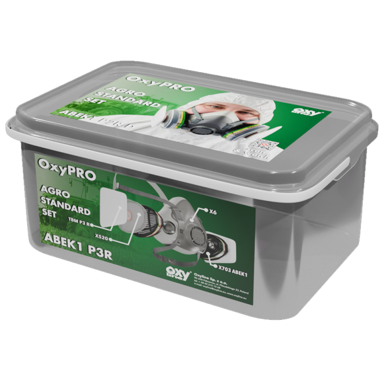 Maska do oprysk&oacute;w zestaw OxyPro Agro Standard L (X6 rozm. L + X703ABEK1 + X520 + TBMP3)