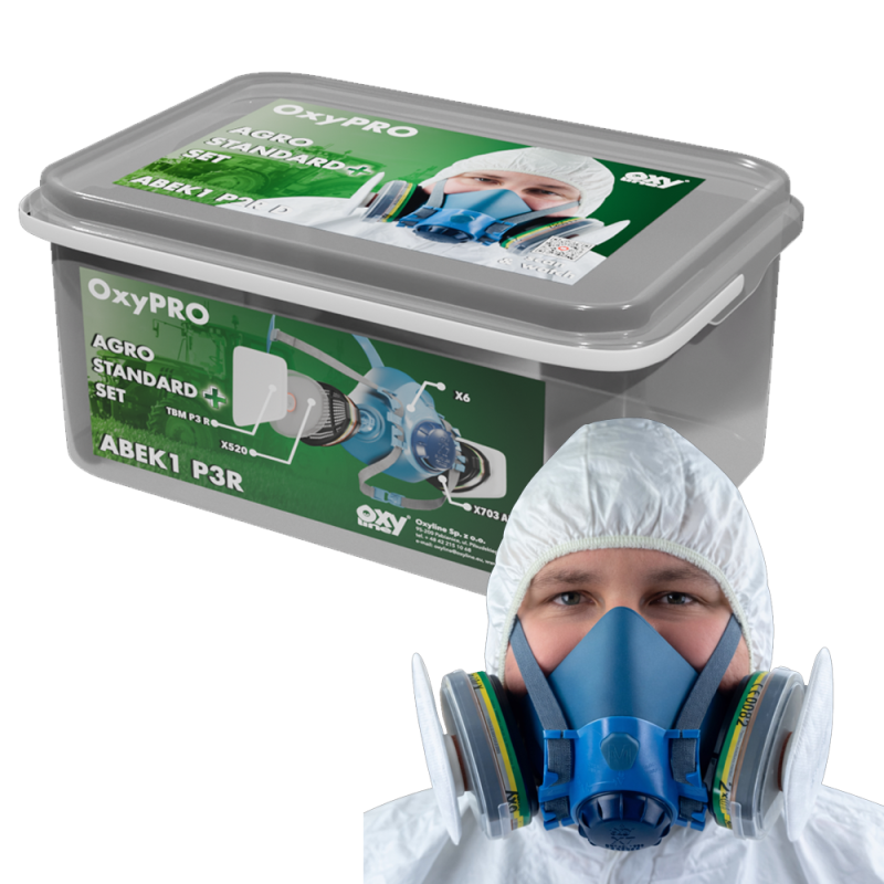 Maska do oprysk&oacute;w zestaw OxyPro Agro Standard+ S (X7 rozm. S + X703ABEK1 + X520 + TBMP33)