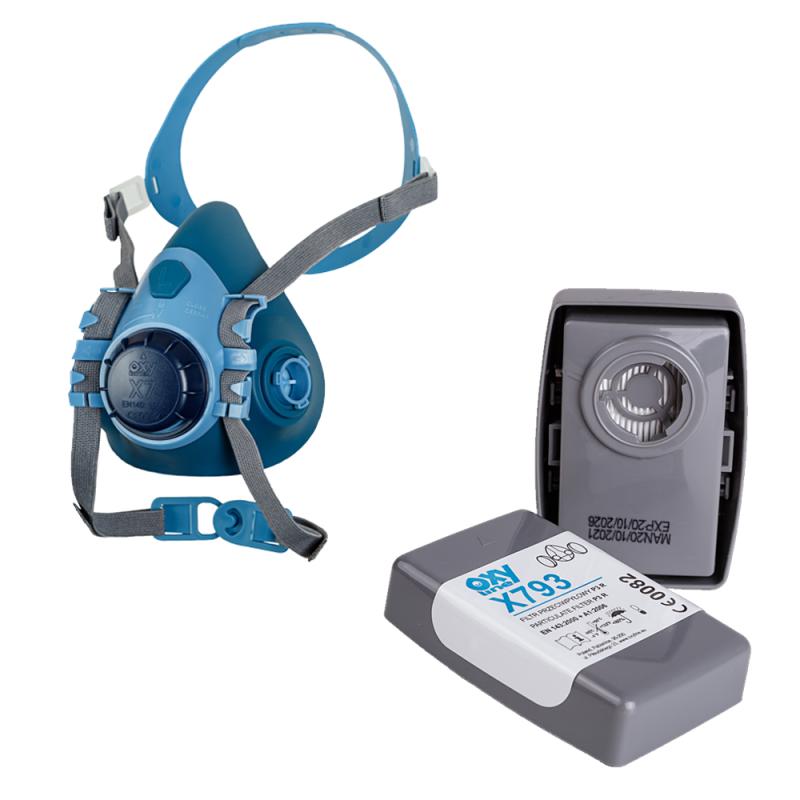 Maska do pracy z azbestem zestaw OxyPro Asbestop+ M (X7 rozm. M + 2x793P3)