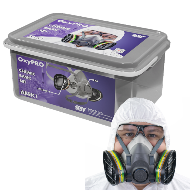 Maska do chemikali&oacute;w zestaw OxyPro Chemic Basic S (X6 rozm. S + X703ABEK1)