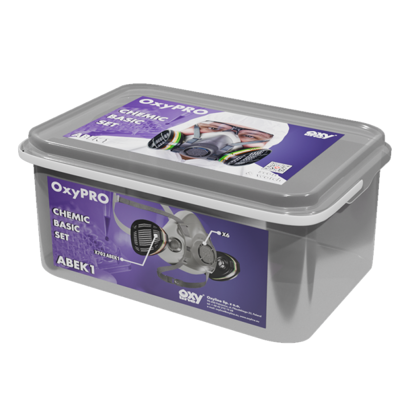 Maska do chemikali&oacute;w zestaw OxyPro Chemic Basic M (X6 rozm. M + X703ABEK1)