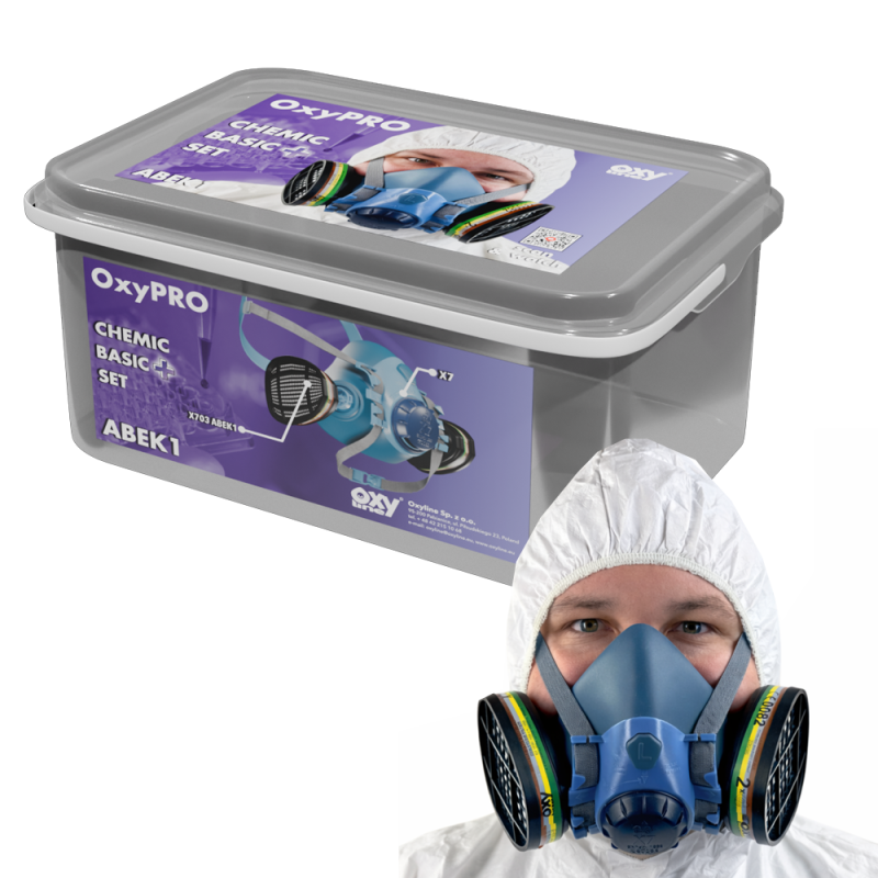 Maska do chemikali&oacute;w zestaw OxyPro Chemic Basic+ S (X7 rozm. S + X703ABEK1)