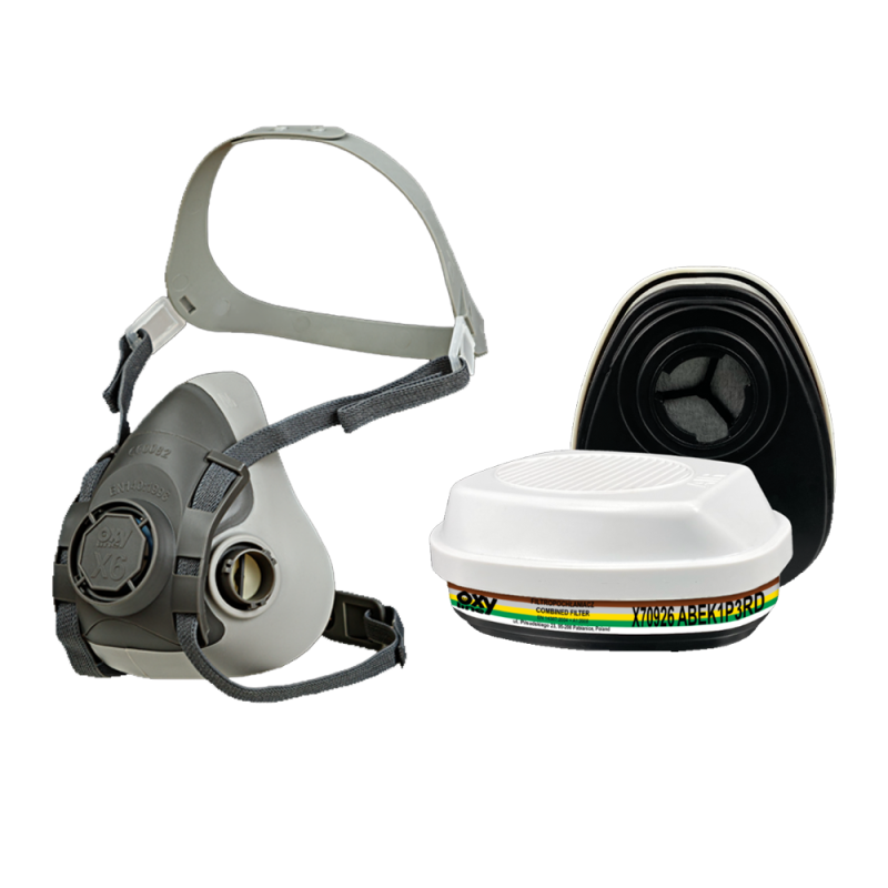 Maska do chemikali&oacute;w zestaw OxyPro Chemic Pro M (X6 rozm. M + X70926ABEK1P3RD)