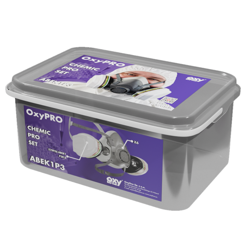Maska do chemikali&oacute;w zestaw OxyPro Chemic Pro S (X6 rozm. S + X70926ABEK1P3RD)