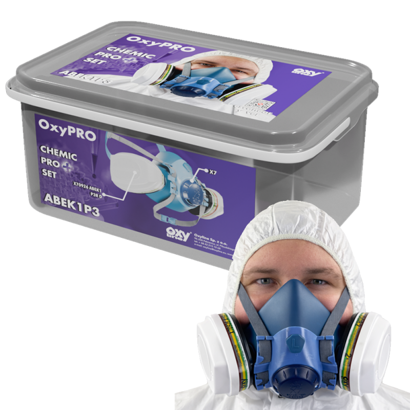 Maska do chemikali&oacute;w zestaw OxyPro Chemic Pro+ M (X7 rozm. M + X70926ABEK1P3RD)