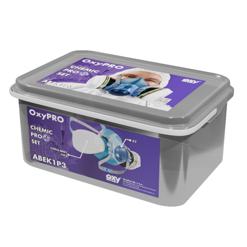 Maska do chemikali&oacute;w zestaw OxyPro Chemic Pro+ M (X7 rozm. M + X70926ABEK1P3RD)