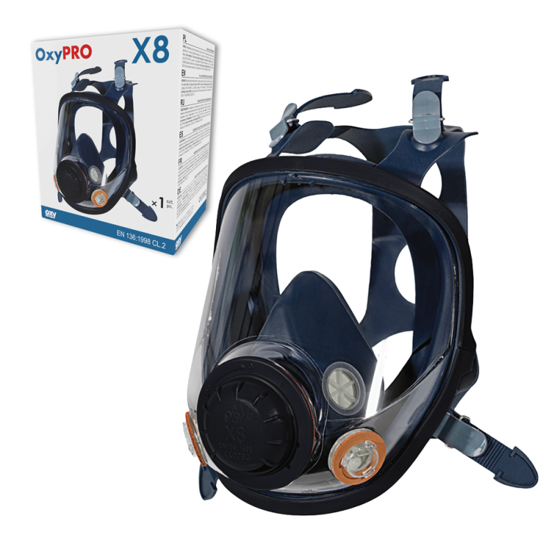 Maska przeciwgazowa X8 CL2 silikon FFS600 bagnet M pełnotwarzowa Oxyline 1szt