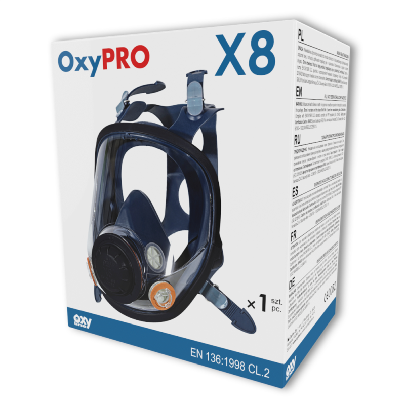 Maska przeciwgazowa X8 CL2 silikon FFS600 bagnet M pełnotwarzowa Oxyline 1szt