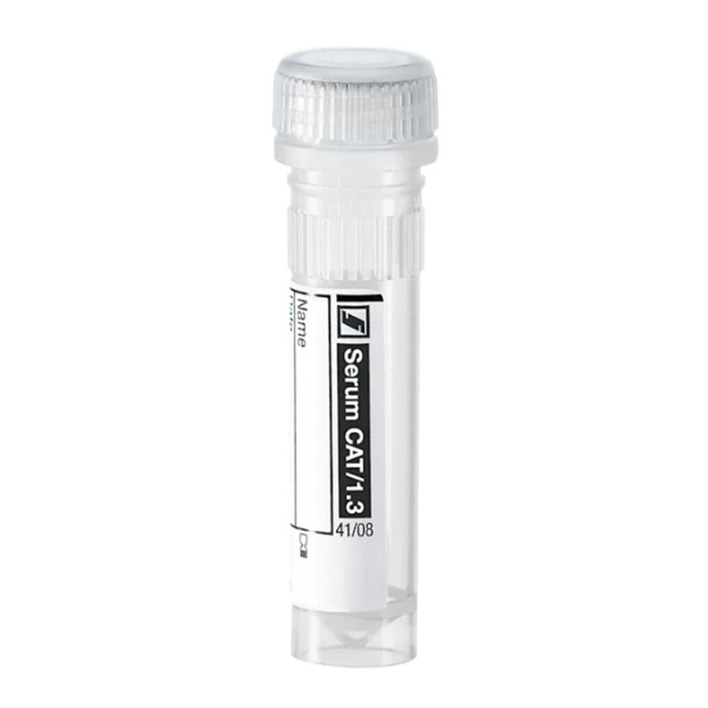 Mikroprob&oacute;wka Sarstedt Micro Sample Tube Serum CAT 1,3 ml ze stożkowym dnem i kołnierzem z zakrętką biała 100szt