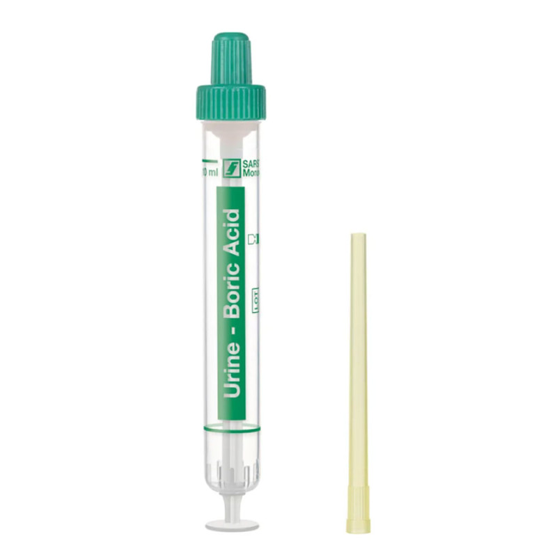 Probówka do moczu Sarstedt Urine Monovette® 10 ml z kwasem borowym i zieloną zakrętką z etykietą do pobierania moczu 100szt