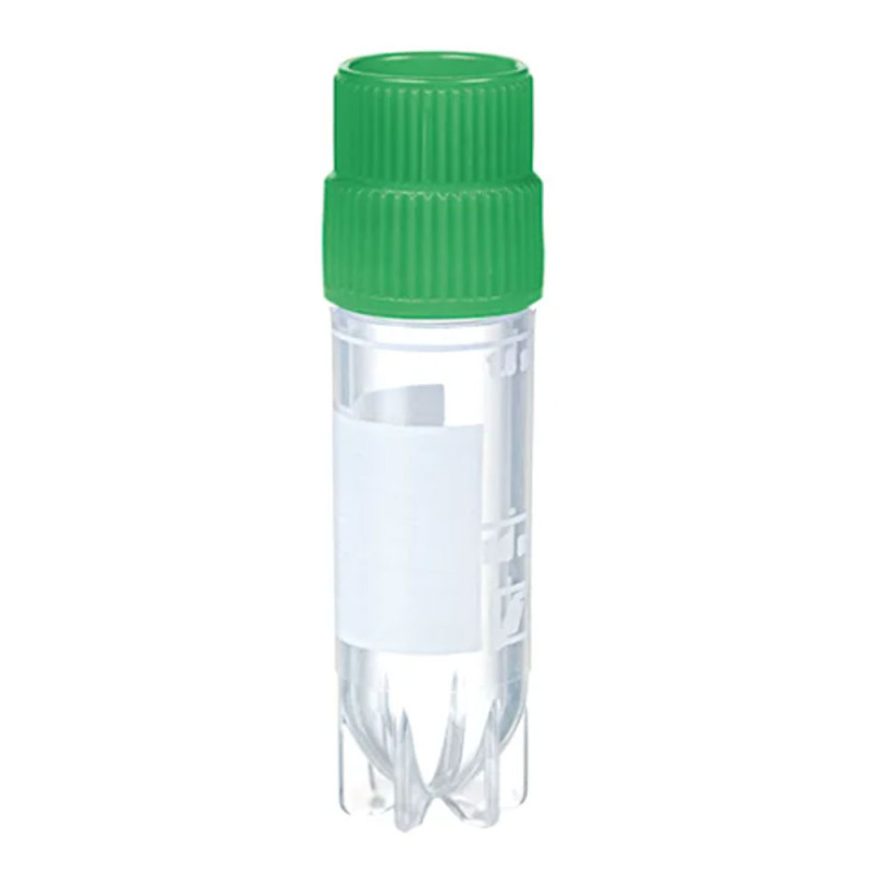 Krioprob&oacute;wki CryoPure 2ml PP z zakrętką QuickSeal i gwintem zewnętrznym do ciekłego azotu zielone z etykietą 500szt