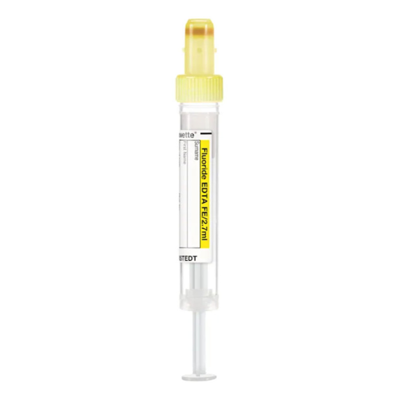 Probówka do pobierania krwi S-Monovette® Fluoride EDTA FE 2,7 ml do badań glukozy żółta z etykietą papierową sterylna 50szt