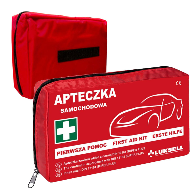 Apteczka pierwszej pomocy DIN 13164 PLUS z wyposażeniem pierwszej pomocy do firmy i samochodu 1szt