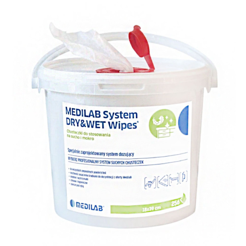 Wiaderko do chusteczek Dry&wet wipes 150 szt do stosowania na sucho i mokro pojemnik 1szt