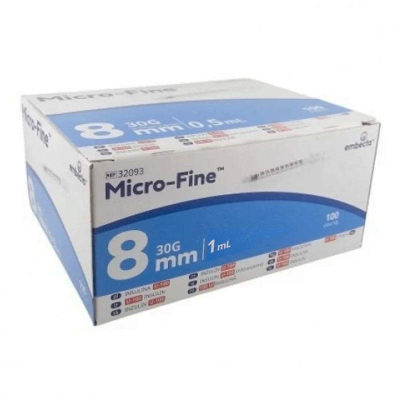 Strzykawka insulinowa z igłą wtopioną 1ml U-100 G30 (0,30x8) BD Embecta Micro Fine 100szt