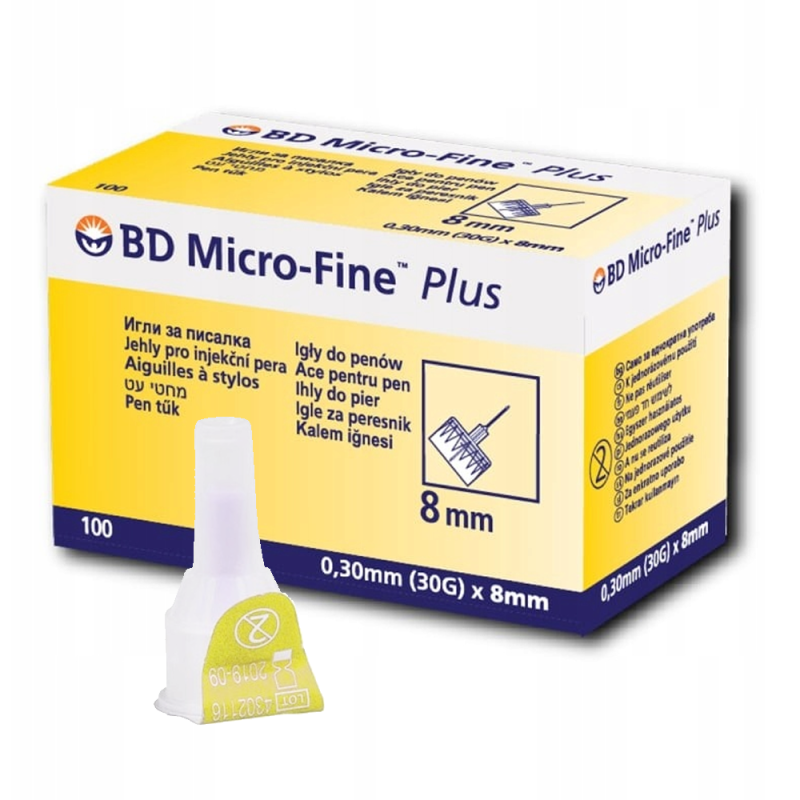 Igły do pen&oacute;w insulinowych 30G 8mm x 0,30mm Embecta Micro Fine Plus 100szt