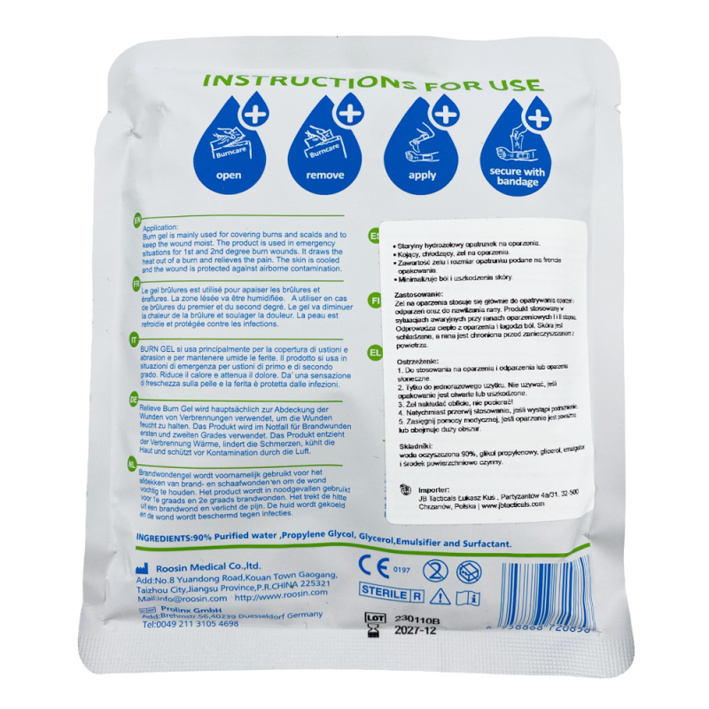 Sterylny opatrunek hydrożelowy Burn Gel 40 x 60 cm BurnCare &ndash; na oparzenia 1szt