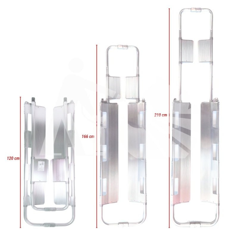 Nosze podbierakowe aluminiowe składane 166&ndash;210 x 44 cm z 3 pasami do transportu poszkodowanych 1szt