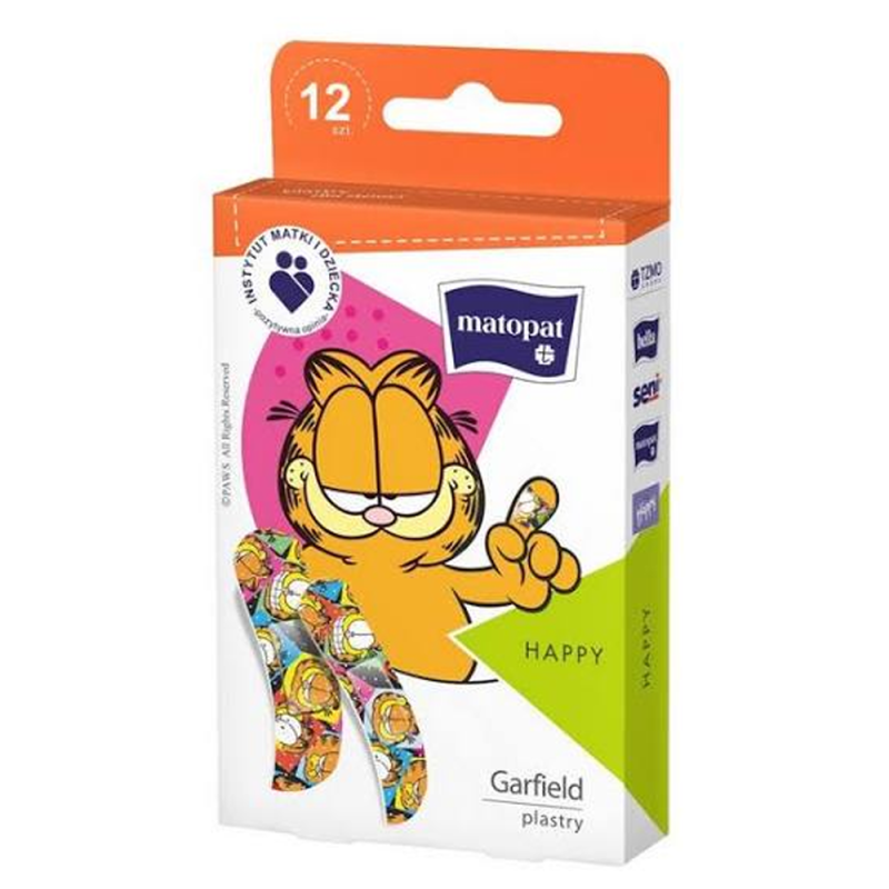 Plastry dla dzieci z opatrunkiem Happy z kotem Garfieldem 12szt