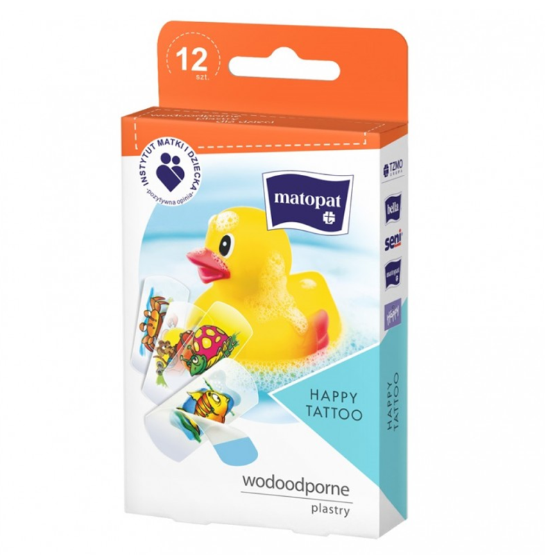Plastry wodoodporne dla dzieci Happy Tattoo zestaw 12szt