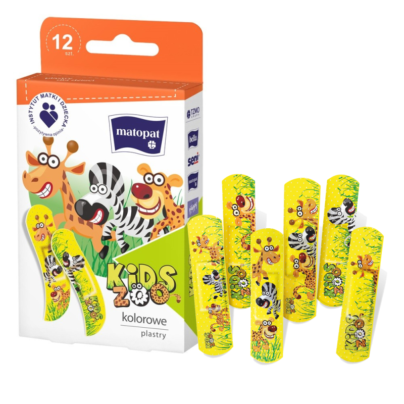 Plastry dla dzieci z opatrunkiem Kids ZOO 12szt