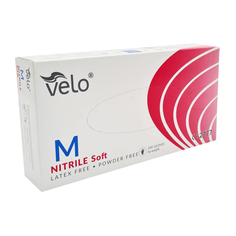 Rękawiczki nitrylowe M niebieskie Velo 100sztuk karton 10op