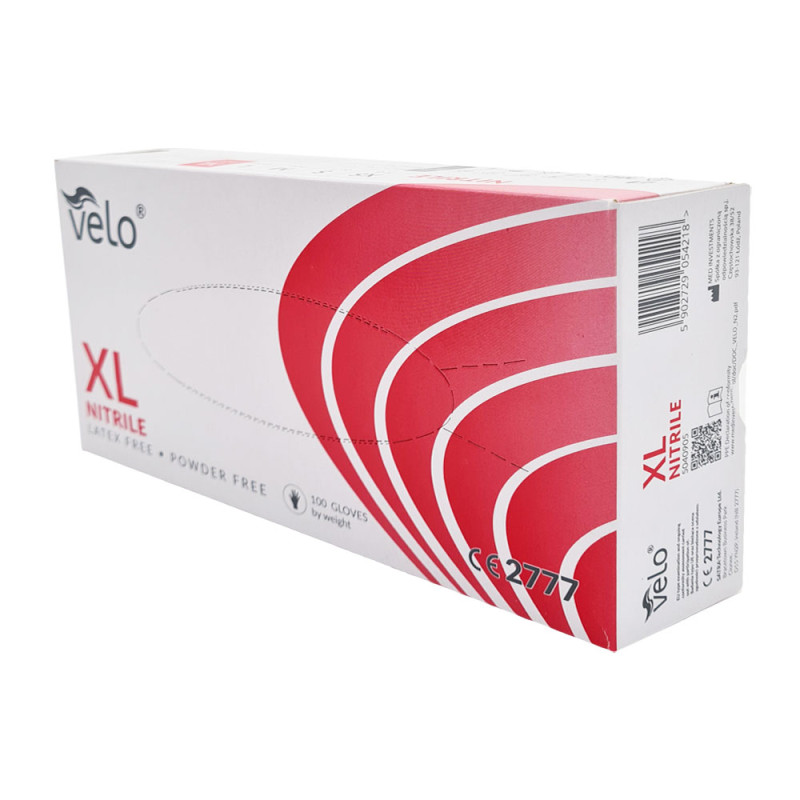 Rękawiczki nitrylowe XL niebieskie Velo 100sztuk karton 10op