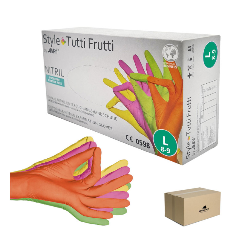 Rękawiczki nitrylowe L kolorowe Ampri Style Tutti Frutti 96sztuk karton 10op