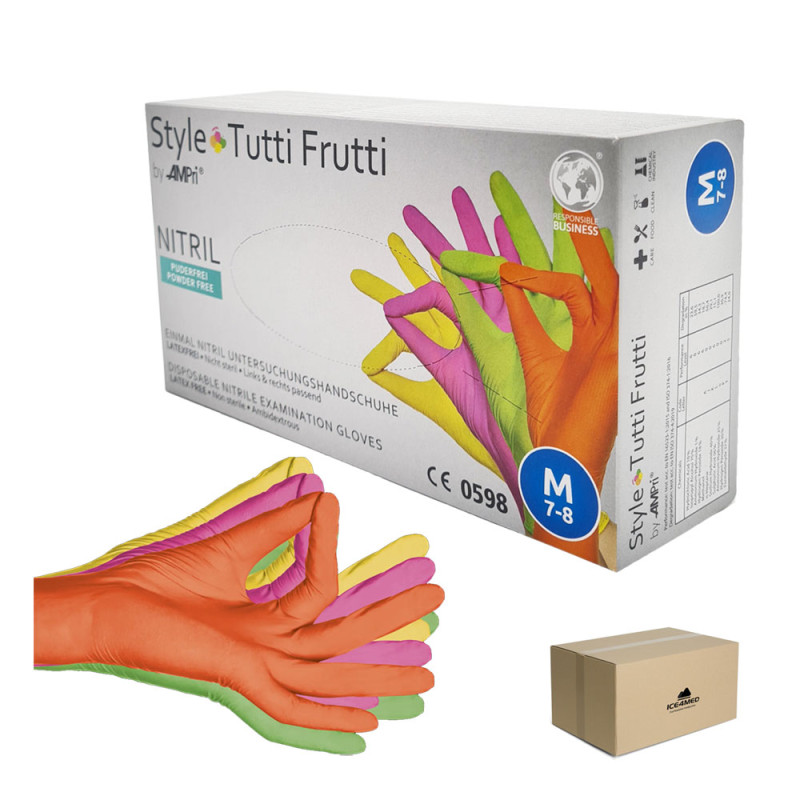 Rękawiczki nitrylowe M kolorowe Ampri Style Tutti Frutti 96sztuk karton 10op