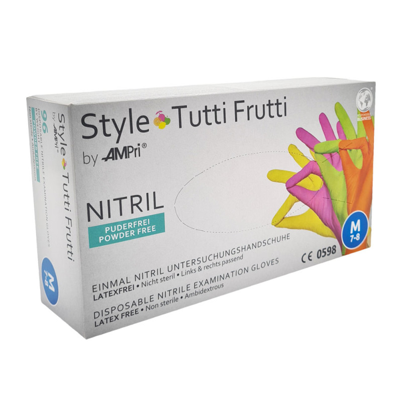 Rękawiczki nitrylowe M kolorowe Ampri Style Tutti Frutti 96sztuk karton 10op