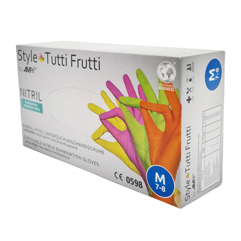Rękawiczki nitrylowe M kolorowe Ampri Style Tutti Frutti 96sztuk karton 10op