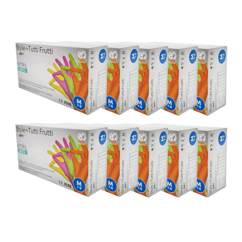 Rękawiczki nitrylowe M kolorowe Ampri Style Tutti Frutti 96sztuk karton 10op