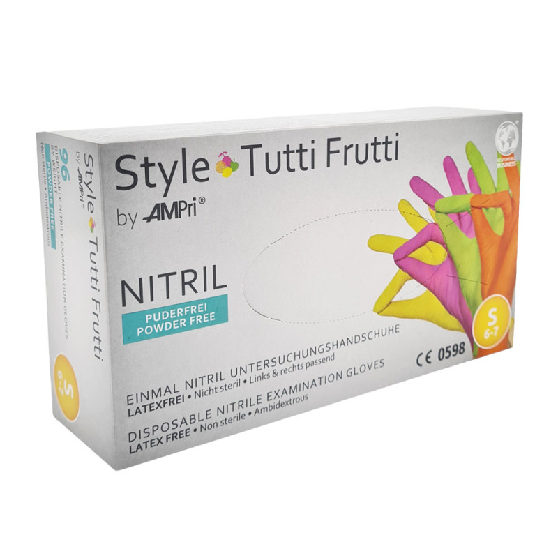 Rękawiczki nitrylowe S kolorowe AMPRI Style Tutti Frutti 96sztuk karton 10op
