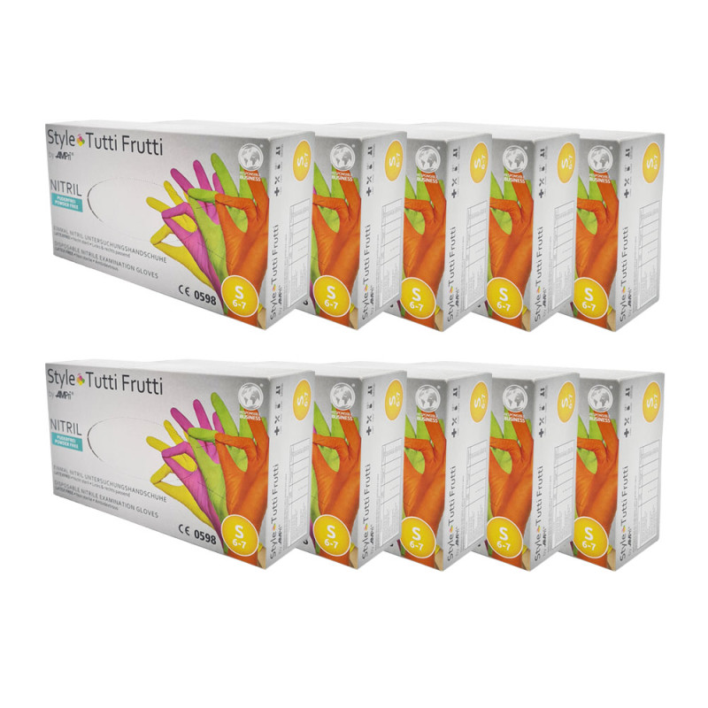 Rękawiczki nitrylowe S kolorowe AMPRI Style Tutti Frutti 96sztuk karton 10op