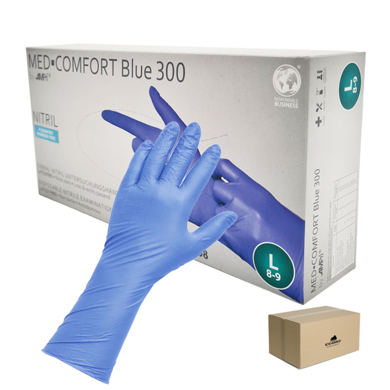 Rękawiczki nitrylowe L niebieskie Ampri Blue 300 100sztuk karton 10op