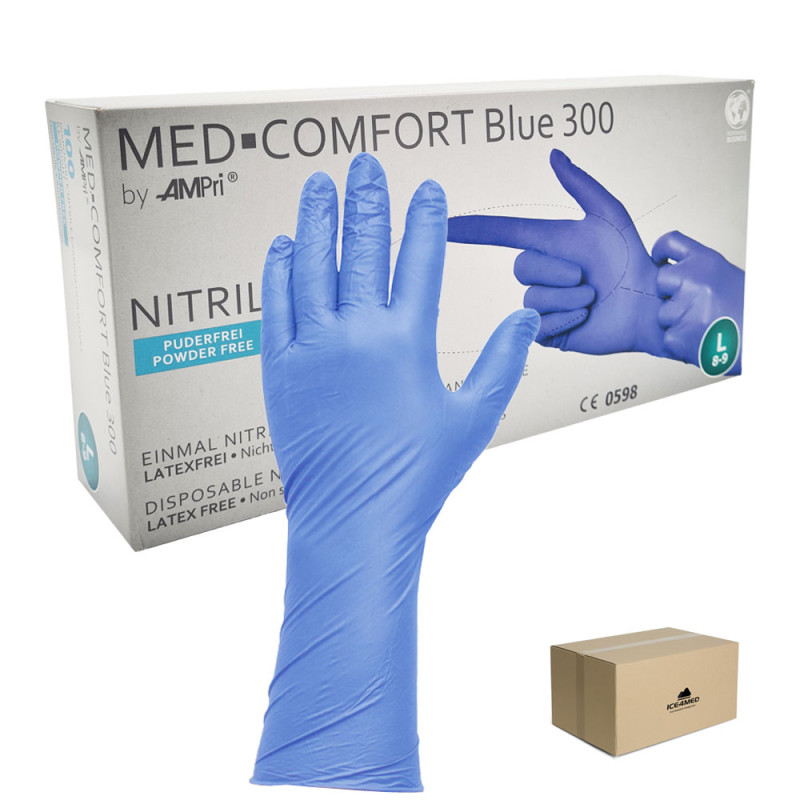 Rękawiczki nitrylowe L niebieskie Ampri Blue 300 100sztuk karton 10op