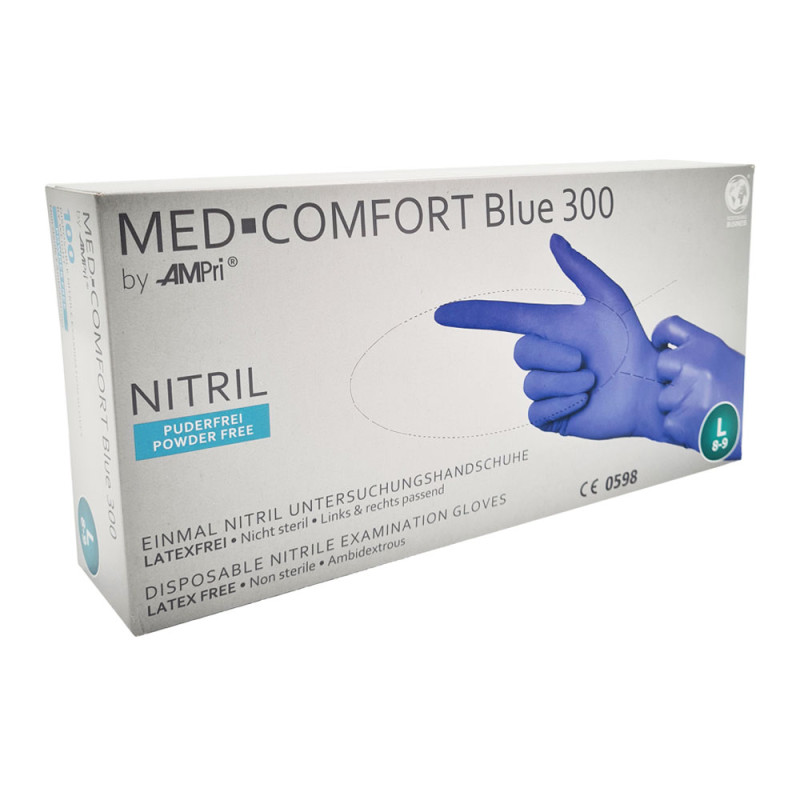 Rękawiczki nitrylowe L niebieskie Ampri Blue 300 100sztuk karton 10op