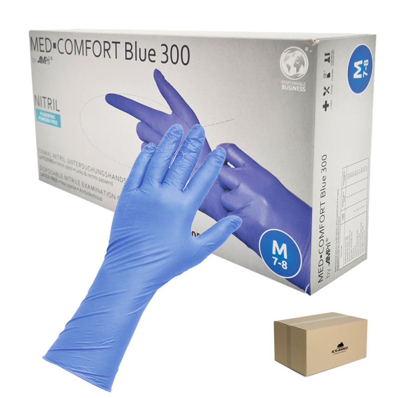 Rękawiczki nitrylowe M niebieskie Ampri Blue 300 100sztuk karton 10op