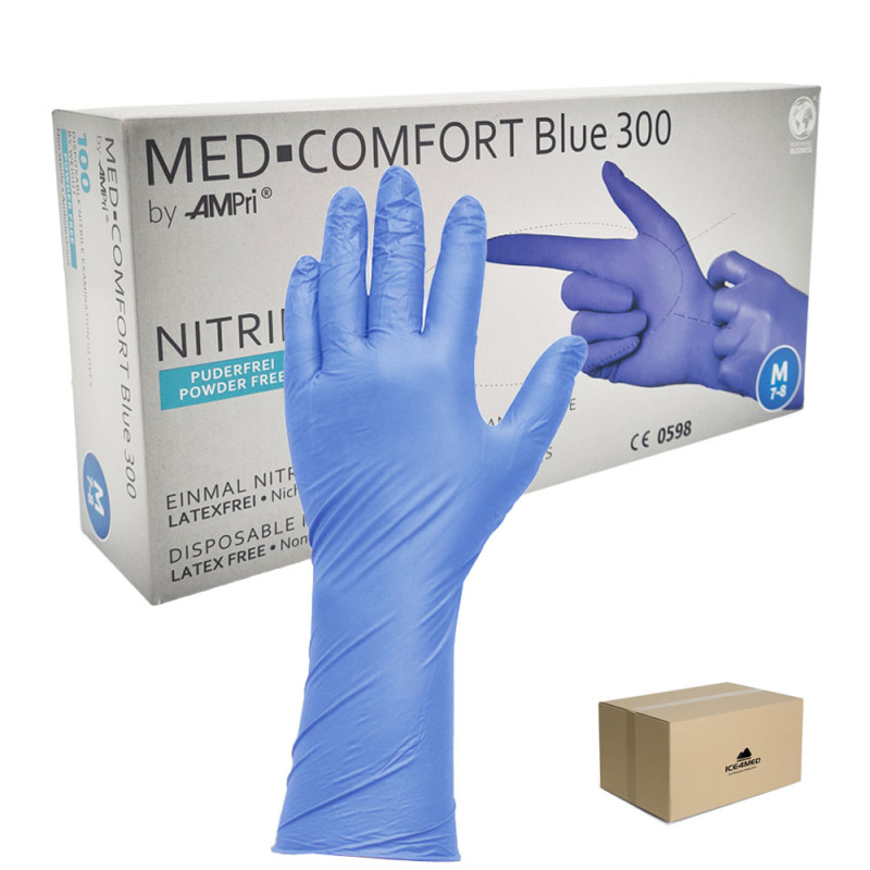 Rękawiczki nitrylowe M niebieskie Ampri Blue 300 100sztuk karton 10op