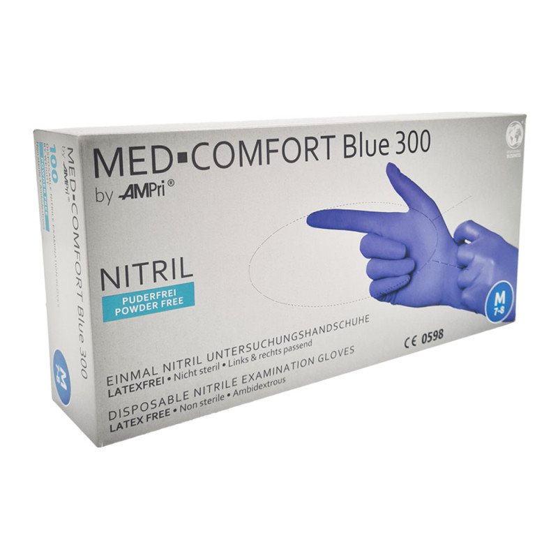 Rękawiczki nitrylowe M niebieskie Ampri Blue 300 100sztuk karton 10op