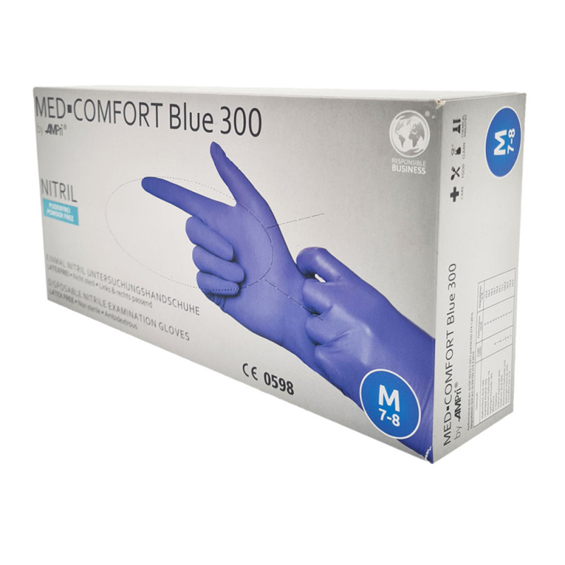 Rękawiczki nitrylowe M niebieskie Ampri Blue 300 100sztuk karton 10op