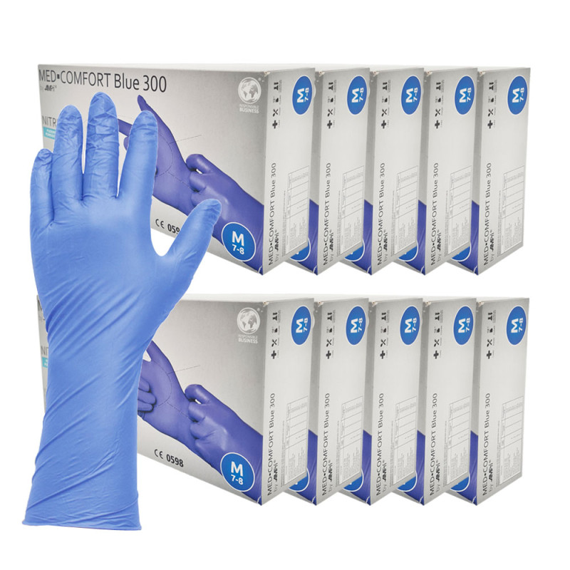 Rękawiczki nitrylowe M niebieskie Ampri Blue 300 100sztuk karton 10op