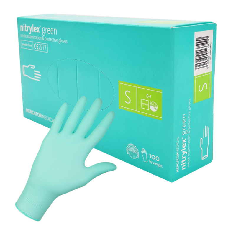 Rękawiczki nitrylowe S zielone Mercator Nitrylex Green 100sztuk