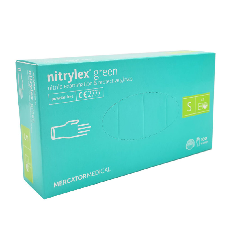 Rękawiczki nitrylowe S zielone Mercator Nitrylex Green 100sztuk