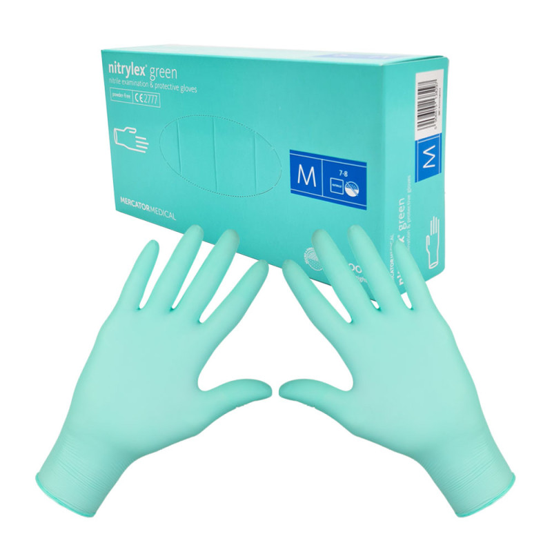 Rękawiczki nitrylowe M zielone Mercator Nitrylex Green 100sztuk