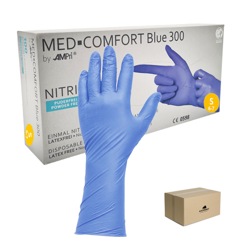 Rękawiczki nitrylowe S niebieskie Ampri Blue 300 100sztuk karton 10op