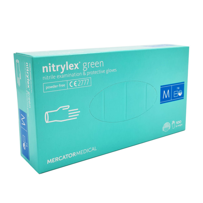 Rękawiczki nitrylowe M zielone Mercator Nitrylex Green 100sztuk